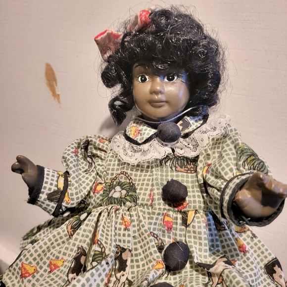 Vintage Handmade Porcelain African American Doll - Picture 2 of 6